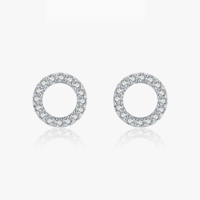 1 Pair Elegant Simple Style Classic Style Round Sterling Silver Plating Inlay Zircon Rhodium Plated Ear Studs