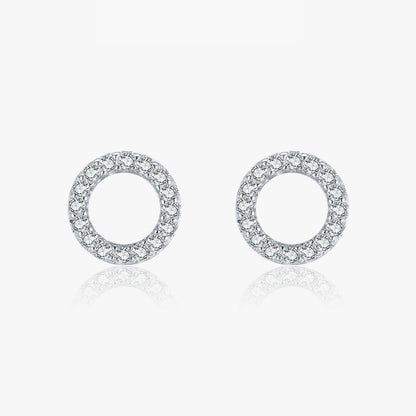 1 Pair Elegant Simple Style Classic Style Round Sterling Silver Plating Inlay Zircon Rhodium Plated Ear Studs