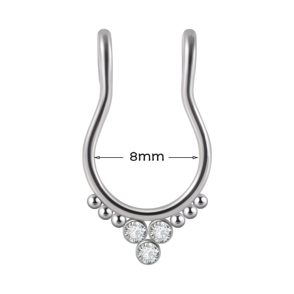 Hip-hop Round Stainless Steel Plating Nose Ring