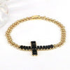 Retro Shiny Cross Copper Gold Plated Zircon Bracelets In Bulk