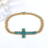 Retro Shiny Cross Copper Gold Plated Zircon Bracelets In Bulk