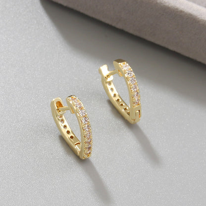 1 Pair Lady Vacation Sweet Leaves Heart Shape Copper Plating Inlay Zircon Gold Plated Hoop Earrings