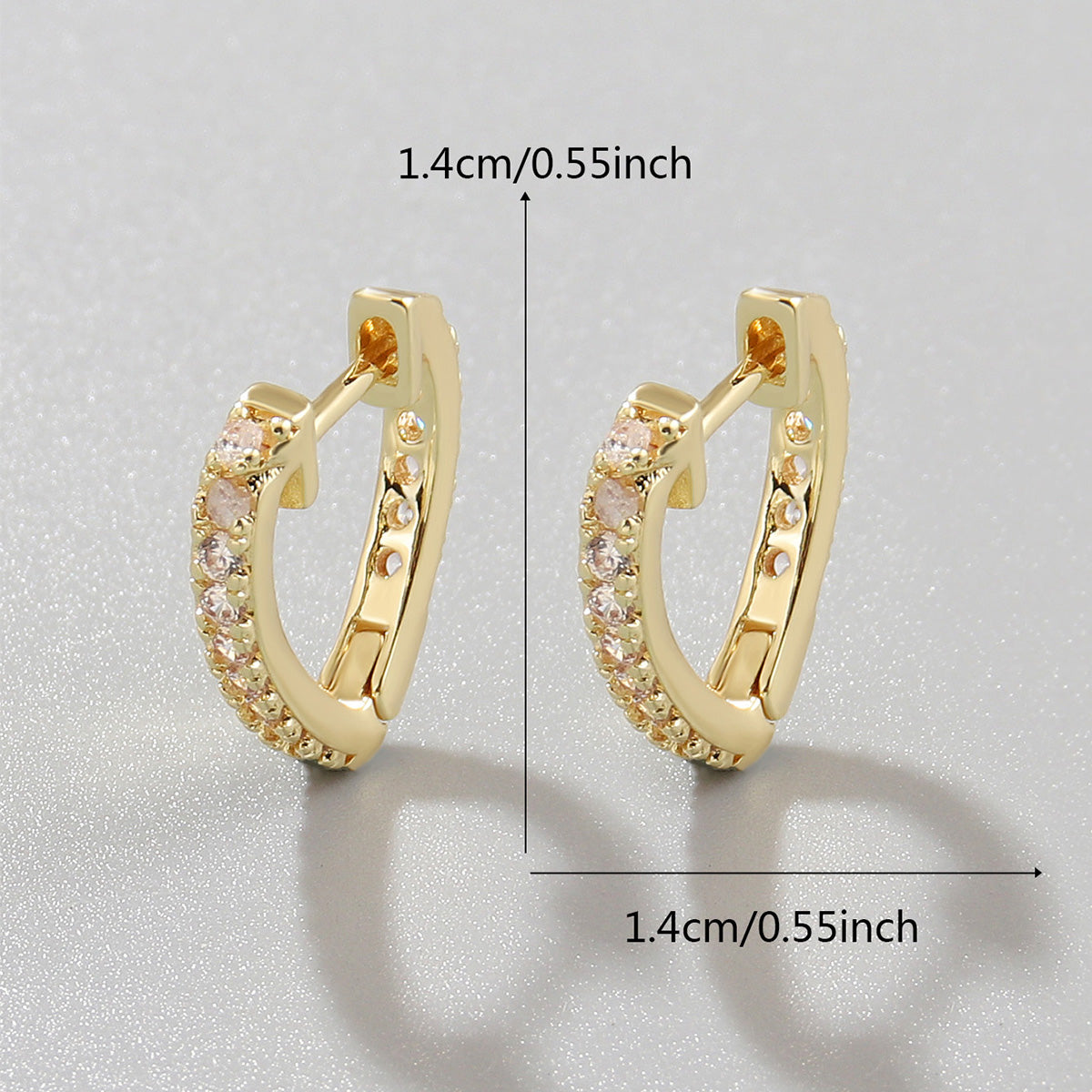 1 Pair Lady Vacation Sweet Leaves Heart Shape Copper Plating Inlay Zircon Gold Plated Hoop Earrings