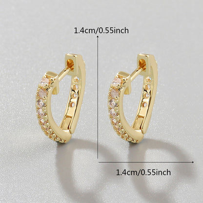 1 Pair Lady Vacation Sweet Leaves Heart Shape Copper Plating Inlay Zircon Gold Plated Hoop Earrings