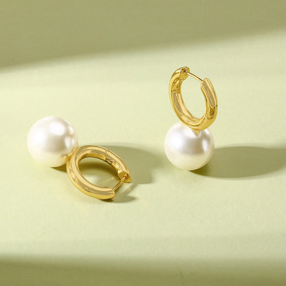 1 Pair Ins Style Modern Style Round Stainless Steel Copper Plating Inlay Artificial Pearls 18k Gold Plated Earrings