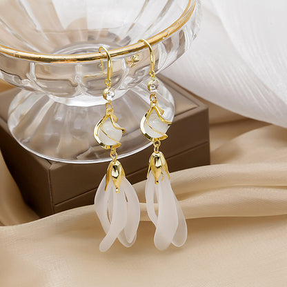 1 Pair Fashion Flower Alloy Plating Artificial Pearls Women's Drop Earrings