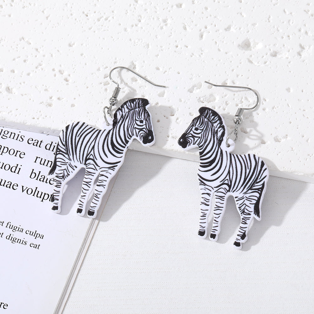 Casual Artistic Animal Zebra Arylic Plate Women's Drop Earrings