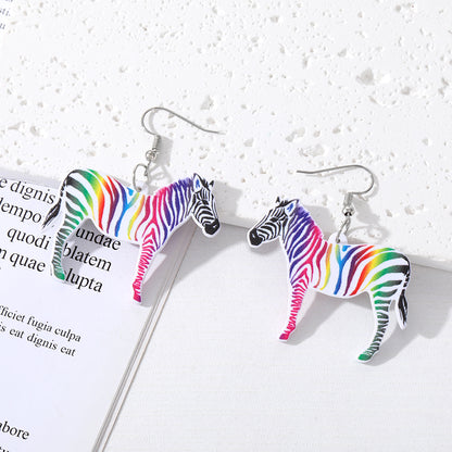 Casual Artistic Animal Zebra Arylic Plate Women's Drop Earrings