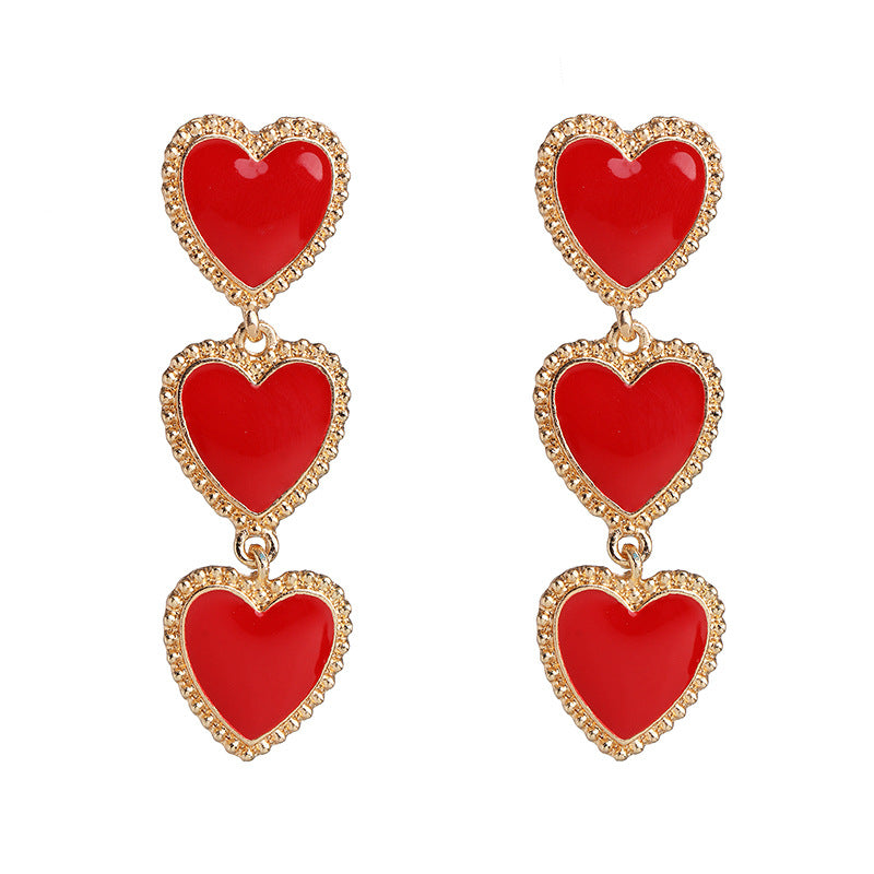 1 Pair Simple Style Heart Shape Inlay Alloy Acrylic Drop Earrings