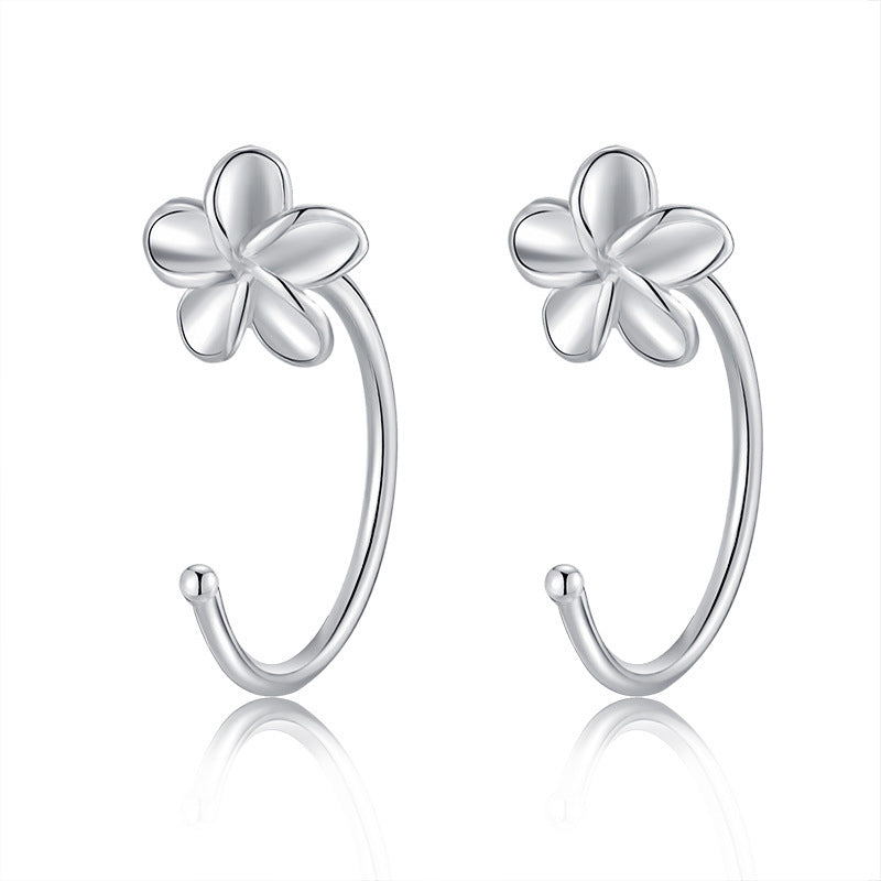 1 Pair Simple Style Flower Sterling Silver Ear Studs