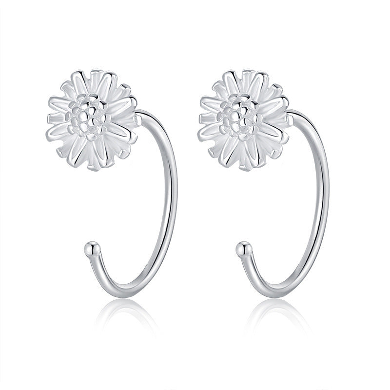 1 Pair Simple Style Flower Sterling Silver Ear Studs