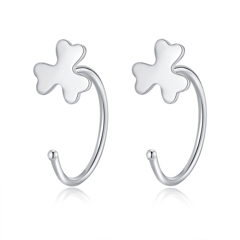 1 Pair Simple Style Flower Sterling Silver Ear Studs