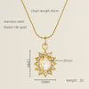 Glam Shiny Sun Water Droplets Heart Shape Stainless Steel Plating Inlay Zircon 18k Gold Plated Pendant Necklace