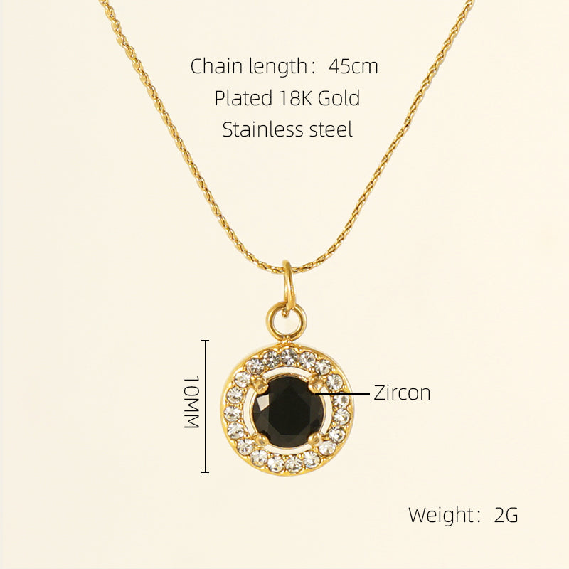 Glam Shiny Sun Water Droplets Heart Shape Stainless Steel Plating Inlay Zircon 18k Gold Plated Pendant Necklace