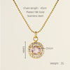 Glam Shiny Sun Water Droplets Heart Shape Stainless Steel Plating Inlay Zircon 18k Gold Plated Pendant Necklace