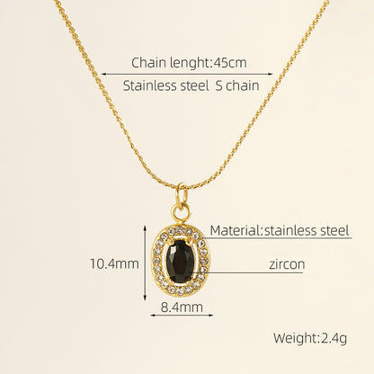 Glam Shiny Sun Water Droplets Heart Shape Stainless Steel Plating Inlay Zircon 18k Gold Plated Pendant Necklace