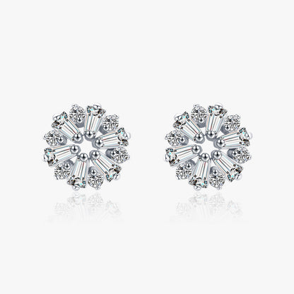 1 Pair Shiny Snowflake Sterling Silver Plating Inlay Zircon Rhodium Plated Ear Studs