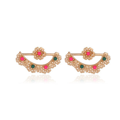 1 Pair Glam Lady Shiny Water Droplets Heart Shape Flower Copper Plating Inlay Crystal Rhinestones Zircon 18k Gold Plated Gold Plated Silver Plated Ear Studs