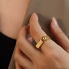 Simple Style Geometric Titanium Steel Plating Metal 18k Gold Plated Open Ring