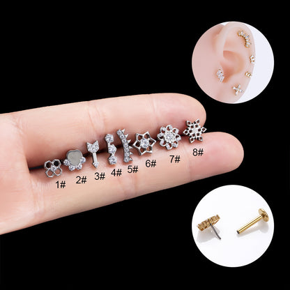 1 Piece Simple Style Flower Metal Inlay Rhinestones Ear Studs