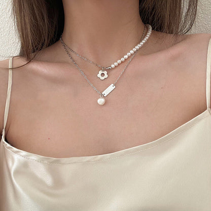 Romantic Simple Style Letter Moon Butterfly Stainless Steel Alloy Plating Inlay Acrylic Artificial Pearls Artificial Diamond Gold Plated Silver Plated Necklace