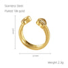 Sweet Heart Shape Stainless Steel Inlay Zircon 18k Gold Plated Open Ring