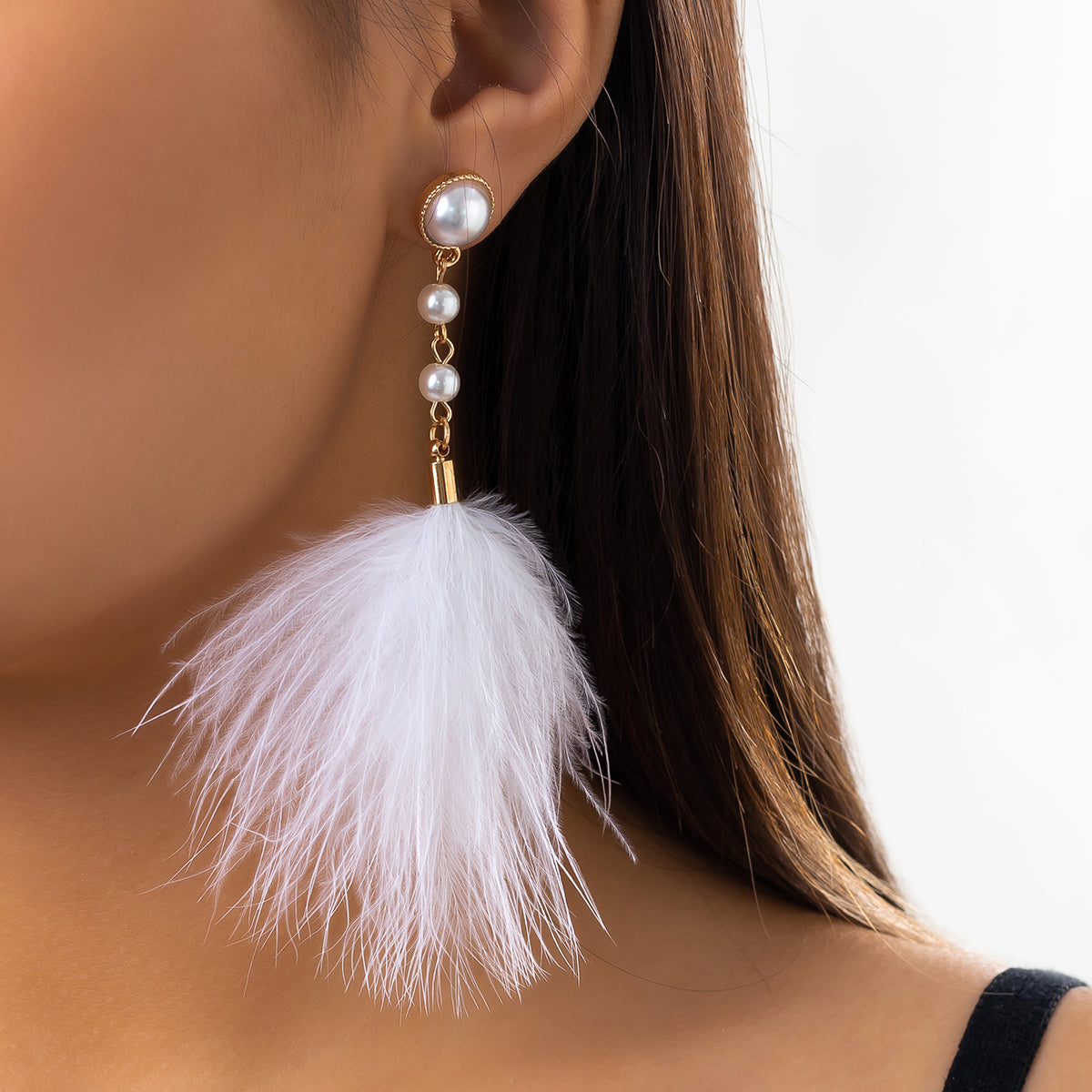 Simple Style Commute Solid Color Imitation Pearl Feather Inlay Artificial Pearls Women's Drop Earrings