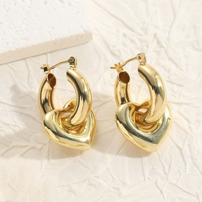 1 Pair Elegant Luxurious Classic Style Heart Shape Plating Copper 14k Gold Plated Drop Earrings