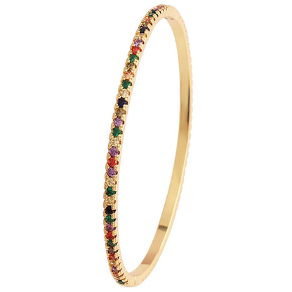 Glam Multicolor Star Rectangle Copper 18k Gold Plated Zircon Bangle In Bulk