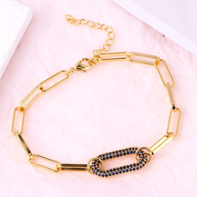 Simple Style Solid Color Copper Inlay Zircon Women's Bracelets Necklace