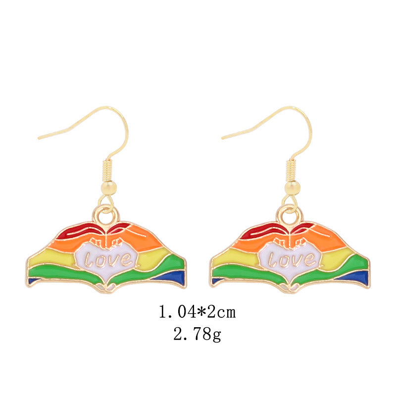 Novelty Geometric Color Block Heart Shape Alloy Enamel Women's Drop Earrings