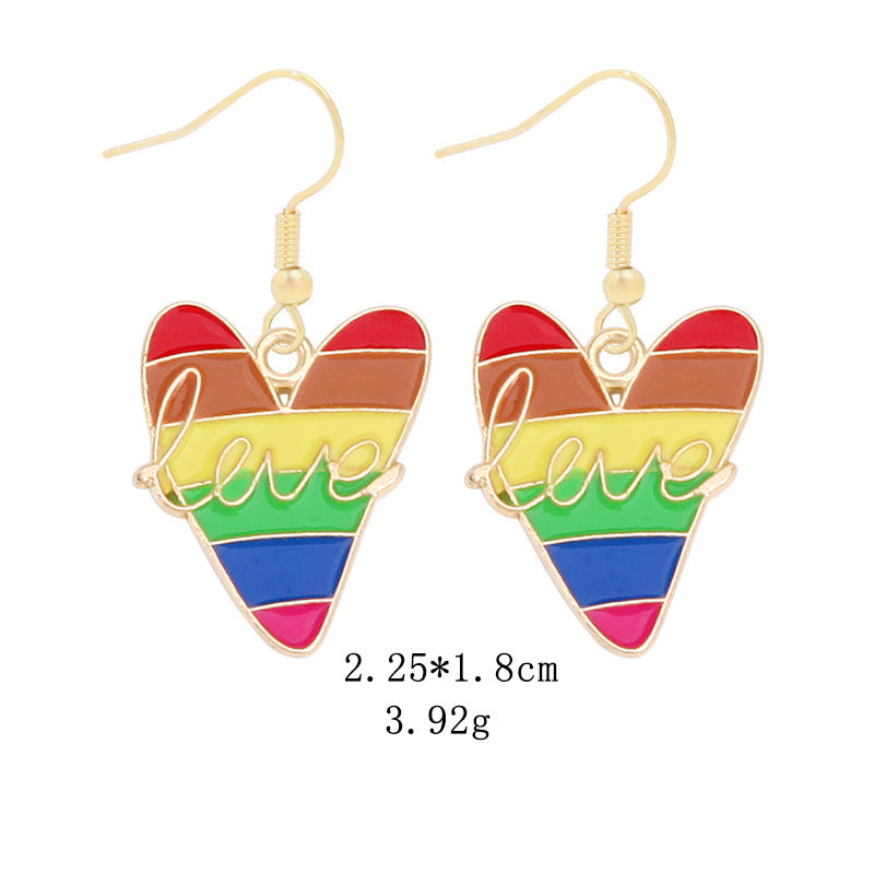 Novelty Geometric Color Block Heart Shape Alloy Enamel Women's Drop Earrings