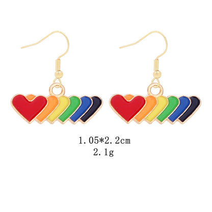 Novelty Geometric Color Block Heart Shape Alloy Enamel Women's Drop Earrings