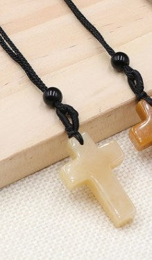 Casual Cross Crystal Polishing Pendant Necklace