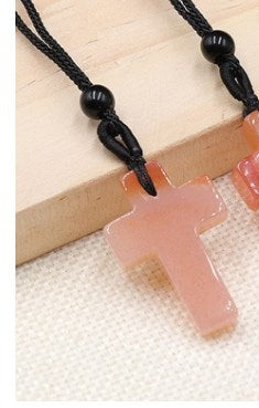 Casual Cross Crystal Polishing Pendant Necklace