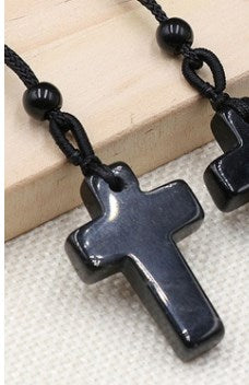 Casual Cross Crystal Polishing Pendant Necklace