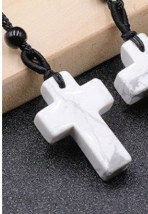 Casual Cross Crystal Polishing Pendant Necklace