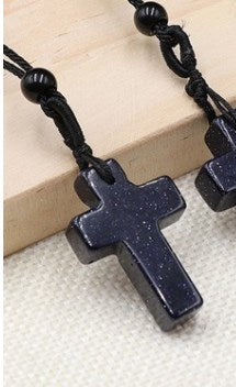 Casual Cross Crystal Polishing Pendant Necklace