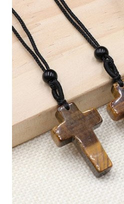 Casual Cross Crystal Polishing Pendant Necklace