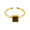 Casual Cute Square Heart Shape Flower Stainless Steel Plating Inlay Zircon 18k Gold Plated Open Ring