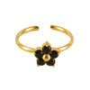 Casual Cute Square Heart Shape Flower Stainless Steel Plating Inlay Zircon 18k Gold Plated Open Ring