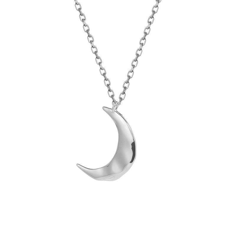 Retro Moon Sterling Silver Polishing Pendant Necklace