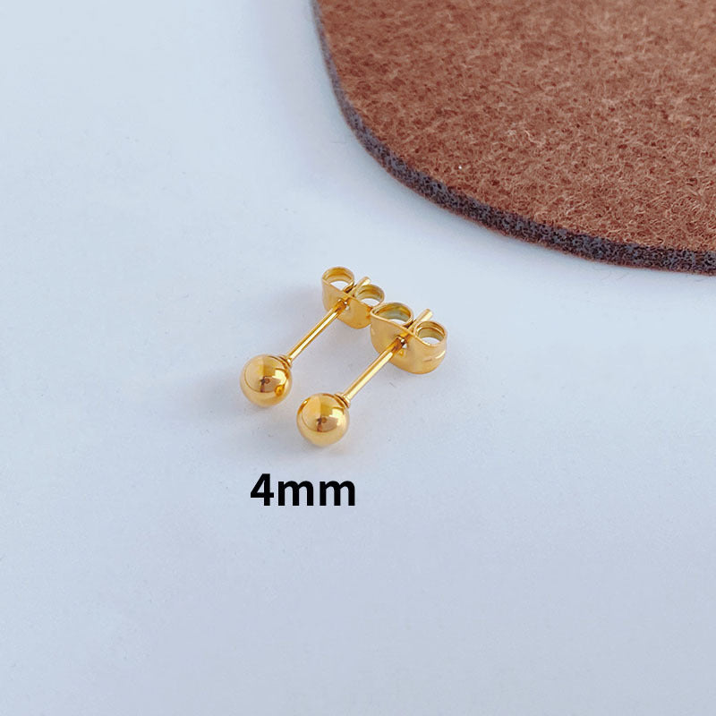 1 Pair Simple Style Ball Titanium Steel Ear Studs