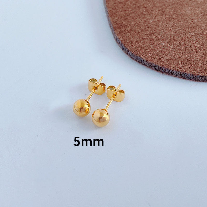 1 Pair Simple Style Ball Titanium Steel Ear Studs