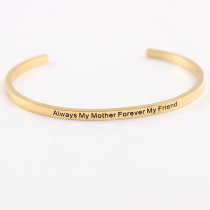 Casual Simple Style Letter Stainless Steel Cuff Bracelets