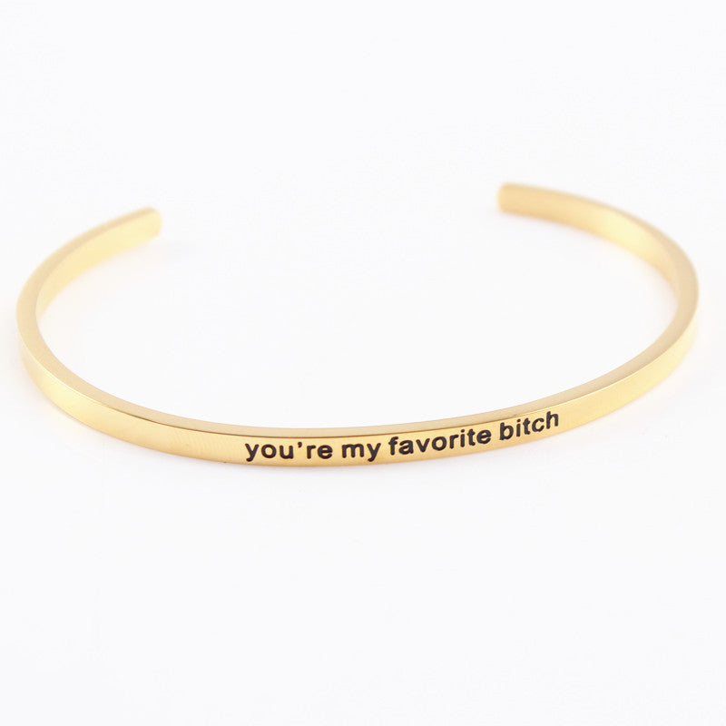 Casual Simple Style Letter Stainless Steel Cuff Bracelets