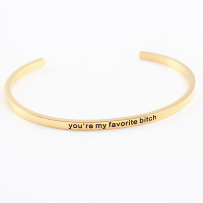 Casual Simple Style Letter Stainless Steel Cuff Bracelets