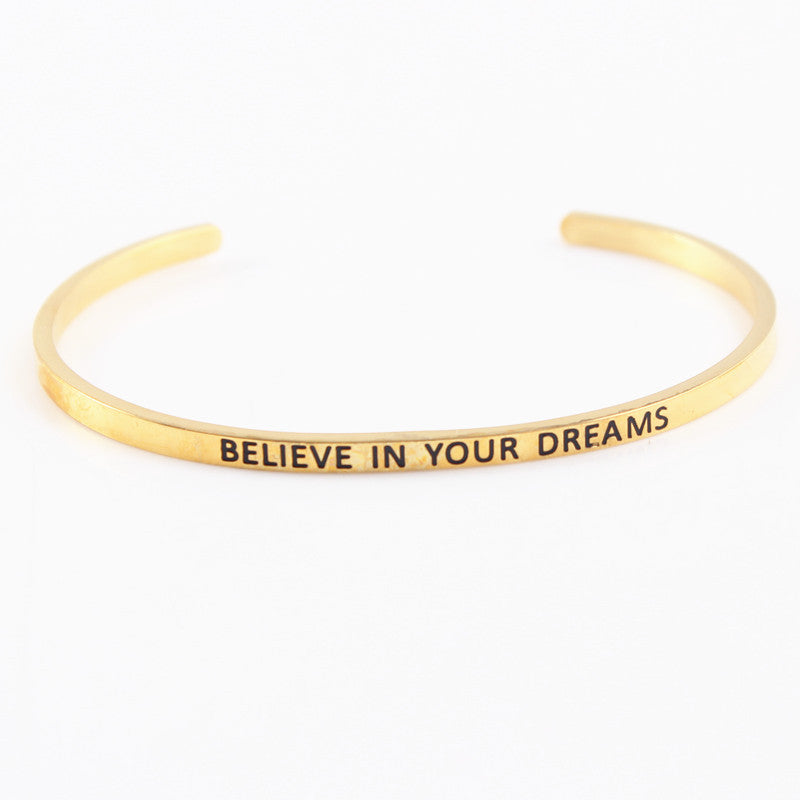 Casual Simple Style Letter Stainless Steel Cuff Bracelets