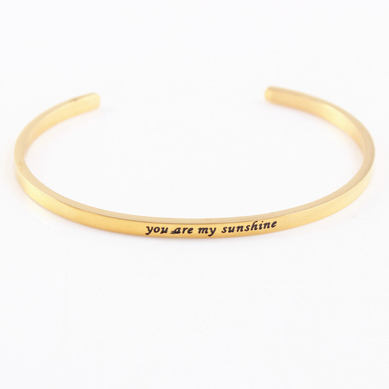 Casual Simple Style Letter Stainless Steel Cuff Bracelets