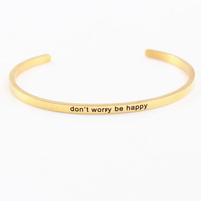 Casual Simple Style Letter Stainless Steel Cuff Bracelets